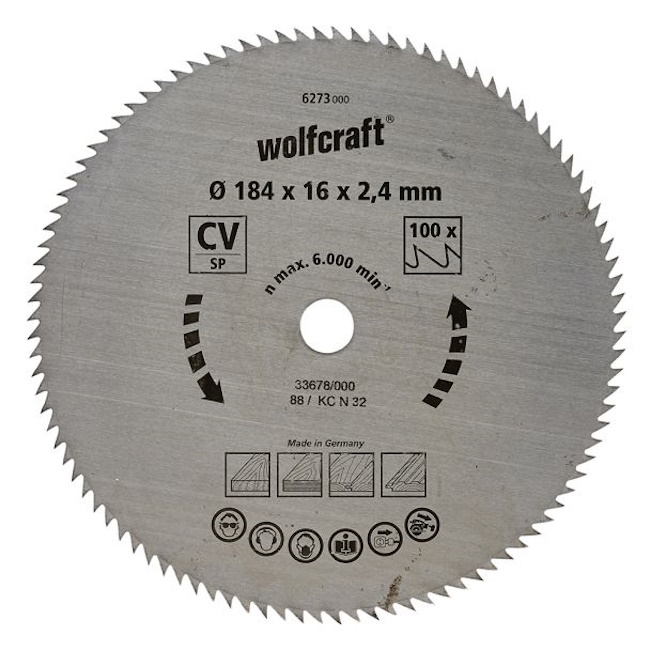 Wolfcraft kružna testera za ručne cirkulare CV ø184x16x2.4mm 6273000
